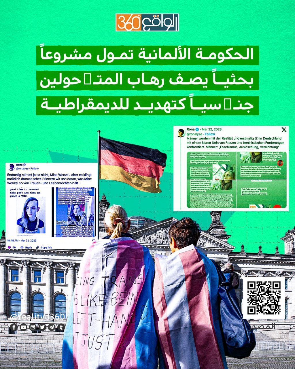 الحكومة الألمانية تمول مشروعاً بحثيا يصف رهاب المتحولين جنسیا کتهديد للديمقراطية