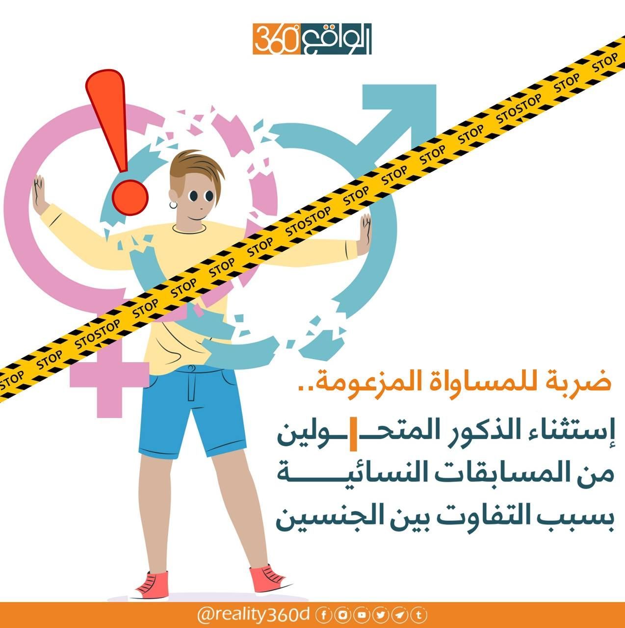 ضربة للمساواة المزعومة استثناء الذكور المتحولين من المساباقات النسائية بسبب التفاوت بين الجنسين