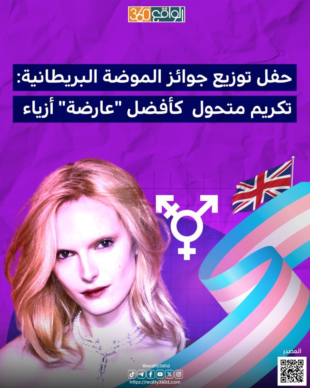 حفل توزيع جوائز الموضة البريطانية: تكريم متحول كأفضل "عارضة" أزياء